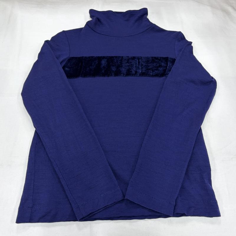 コムデギャルソン COMME des GARCONS カットソー 長袖 tricot トリコ タートルネック ベロア 切替 カットソー - 無地 紺 / ネイビー / navy レディース USED 古着 中古 50156827