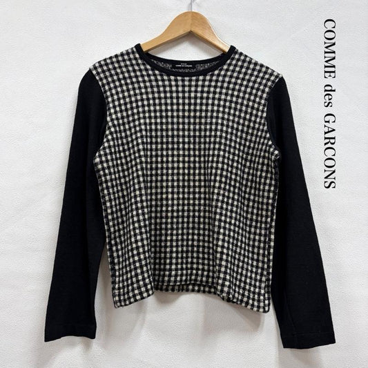 コムデギャルソン COMME des GARCONS ニット、セーター 長袖 tricot トリコ クルーネック 薄手 ニット カットソー ギンガムチェック ロンT - チェック 黒 / ブラック / black X アイボリー / アイボリー / レディース USED 古着 中古 50156828