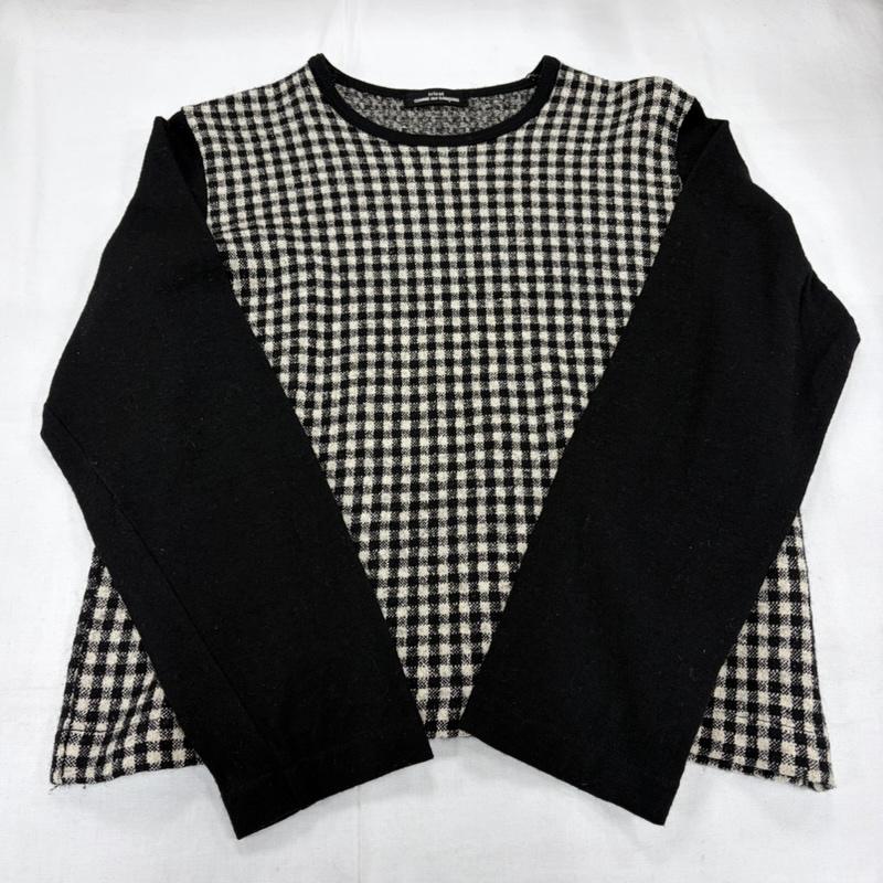 コムデギャルソン COMME des GARCONS ニット、セーター 長袖 tricot トリコ クルーネック 薄手 ニット カットソー ギンガムチェック ロンT - チェック 黒 / ブラック / black X アイボリー / アイボリー / レディース USED 古着 中古 50156828