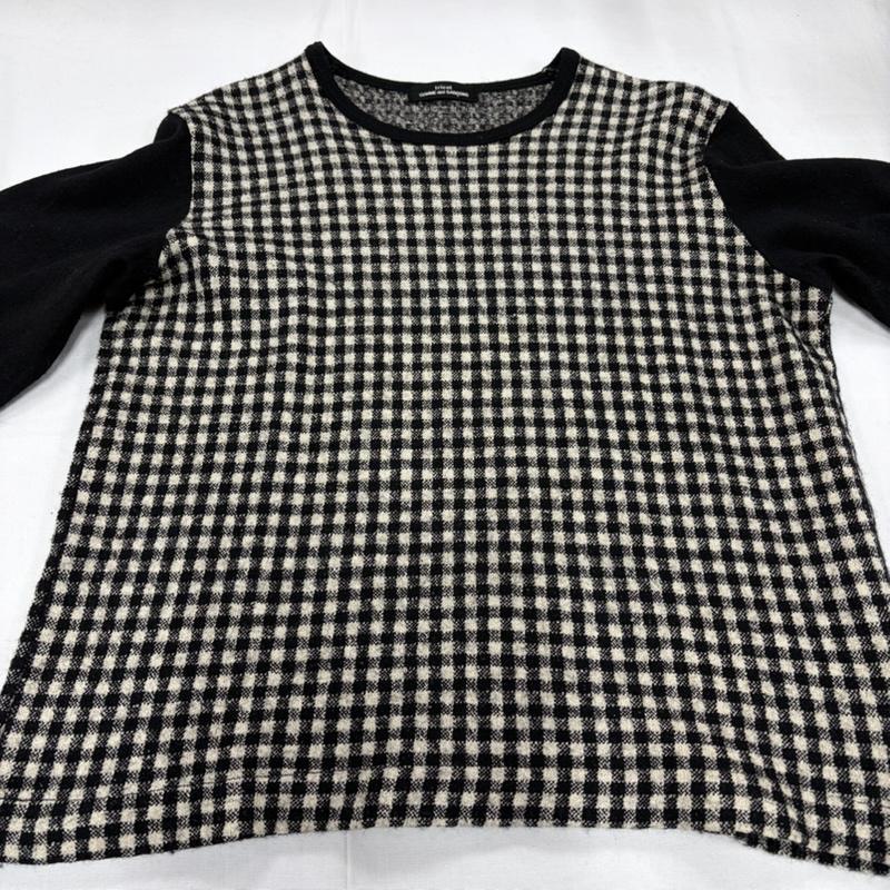 コムデギャルソン COMME des GARCONS ニット、セーター 長袖 tricot トリコ クルーネック 薄手 ニット カットソー ギンガムチェック ロンT - チェック 黒 / ブラック / black X アイボリー / アイボリー / レディース USED 古着 中古 50156828