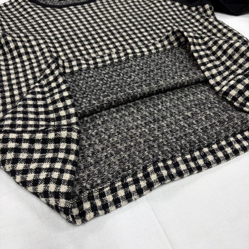 コムデギャルソン COMME des GARCONS ニット、セーター 長袖 tricot トリコ クルーネック 薄手 ニット カットソー ギンガムチェック ロンT - チェック 黒 / ブラック / black X アイボリー / アイボリー / レディース USED 古着 中古 50156828