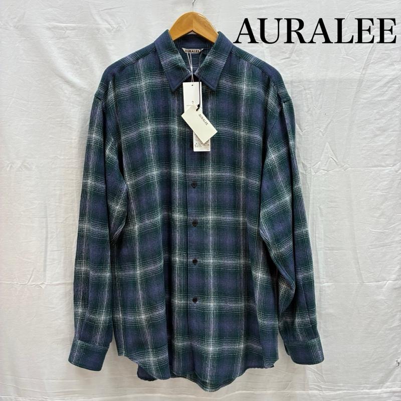 オーラリー AURALEE シャツ、ブラウス 長袖 25AW AIRY WOOL CHECK SHIRT エアリー ウール チェック シャツ A25AS01WN 5 チェック メンズ USED 古着 中古 50156832