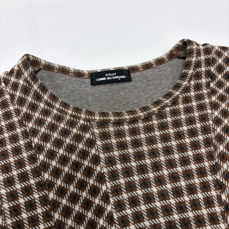 コムデギャルソン COMME des GARCONS カットソー 長袖 tricot トリコ クルーネック チェック デザイン 切替 長袖 カットソー ロンT - チェック 茶 / ブラウン / brown X 黒 / ブラック / black X ベージュ / ベージュ / beige レディース USED 古着 中古 50156833