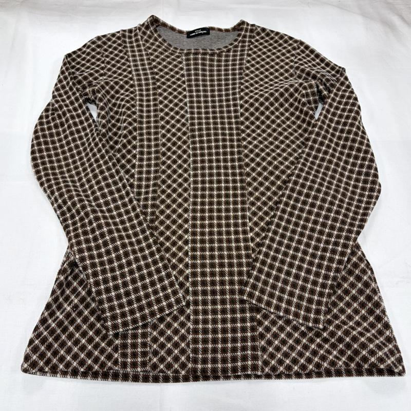 コムデギャルソン COMME des GARCONS カットソー 長袖 tricot トリコ クルーネック チェック デザイン 切替 長袖 カットソー ロンT - チェック 茶 / ブラウン / brown X 黒 / ブラック / black X ベージュ / ベージュ / beige レディース USED 古着 中古 50156833