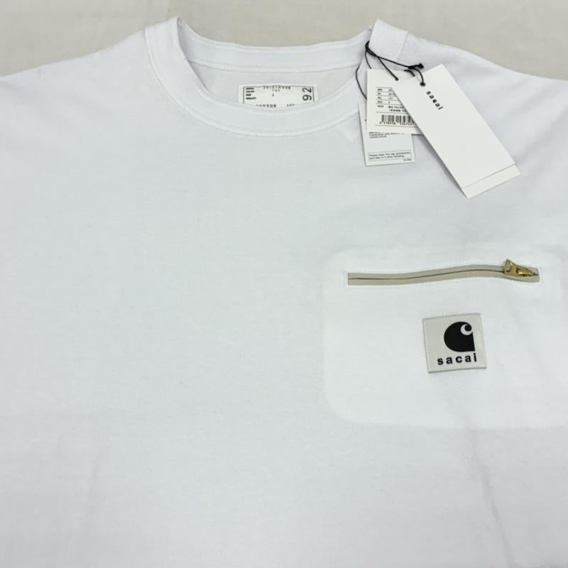 サカイ Sacai Tシャツ 半袖 26ss Carhartt カーハート コラボ 26-01092S コットン ジャージー クルーネック Tシャツ 4 ロゴ、文字 白 / ホワイト / white メンズ USED 古着 中古 50156835