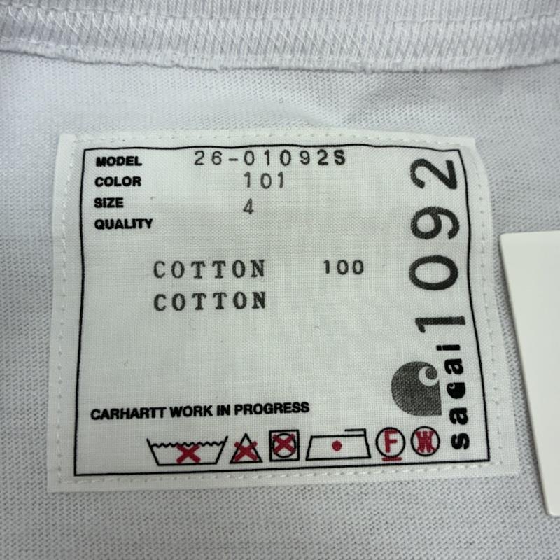サカイ Sacai Tシャツ 半袖 26ss Carhartt カーハート コラボ 26-01092S コットン ジャージー クルーネック Tシャツ 4 ロゴ、文字 白 / ホワイト / white メンズ USED 古着 中古 50156835