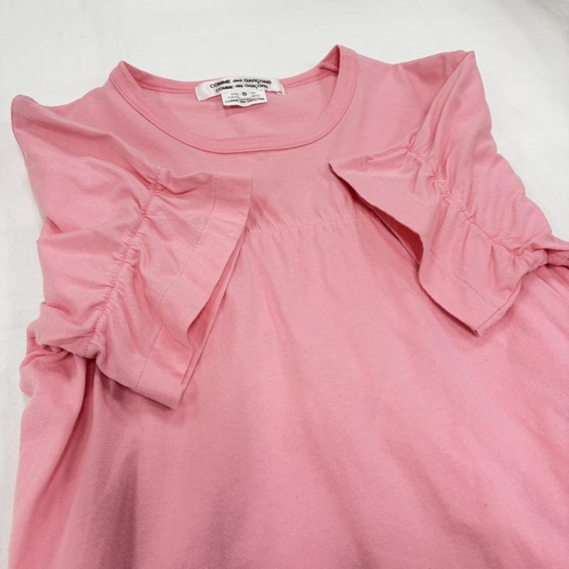 コムデギャルソン COMME des GARCONS Tシャツ 半袖 クルーネック シャーリング 半袖 Tシャツ フリル スリーブ カットソー シングルステッチ - 無地 桃 / ピンク / pink レディース USED 古着 中古 50156836