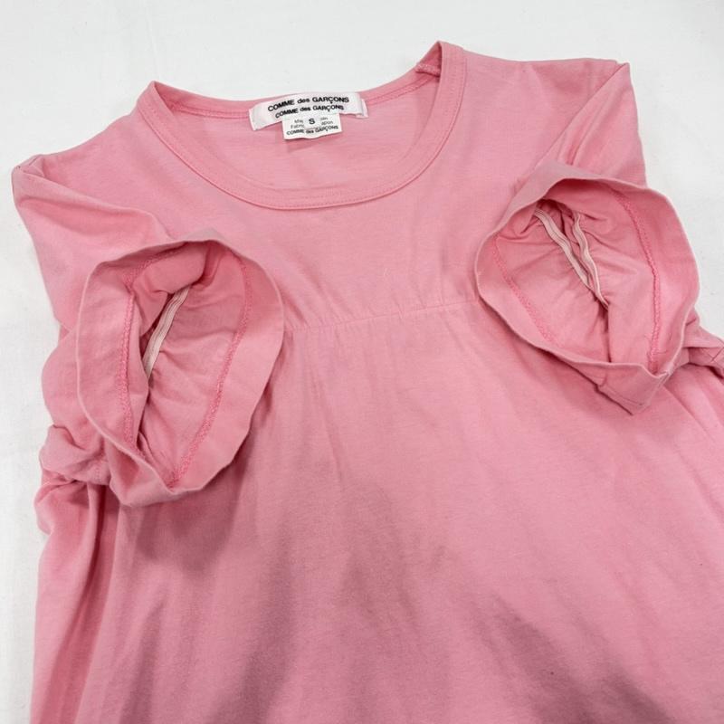 コムデギャルソン COMME des GARCONS Tシャツ 半袖 クルーネック シャーリング 半袖 Tシャツ フリル スリーブ カットソー シングルステッチ - 無地 桃 / ピンク / pink レディース USED 古着 中古 50156836