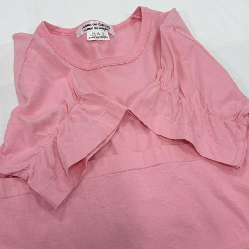 コムデギャルソン COMME des GARCONS Tシャツ 半袖 クルーネック シャーリング 半袖 Tシャツ フリル スリーブ カットソー シングルステッチ - 無地 桃 / ピンク / pink レディース USED 古着 中古 50156836