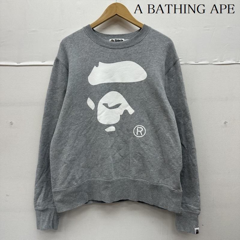 アベイシングエイプ A BATHING APE トレーナー 長袖 大猿 プリント クルーネック スウェット 004SWC701007X XL 灰 / グレー / gray メンズ USED 古着 中古 50156860