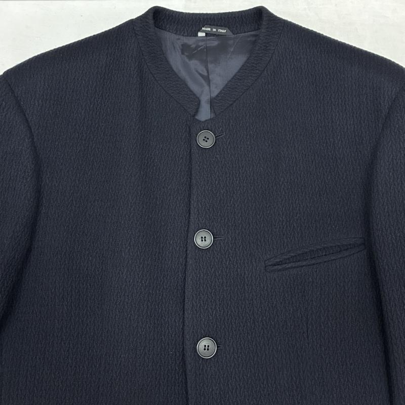 エンポリオアルマーニ EMPORIO ARMANI コート コート一般 ナイロン混 ウール バンドカラー ボタン ジャケット ハーフコート ベスト 2P セット 50 紺 / ネイビー / navy メンズ USED 古着 中古 50156865