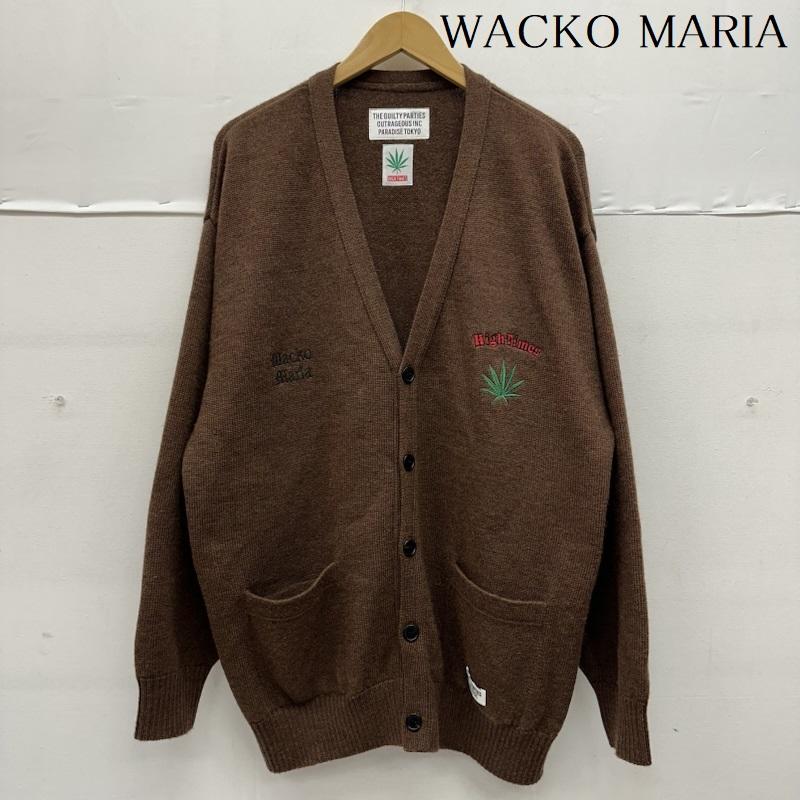 ワコマリア WACKO MARIA カーディガン 長袖 24SS HIGH TIMES ロゴ 刺繍 ニット カーディガン M 茶 / ブラウン / brown メンズ USED 古着 中古 50156872