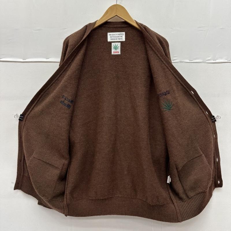 ワコマリア WACKO MARIA カーディガン 長袖 24SS HIGH TIMES ロゴ 刺繍 ニット カーディガン M 茶 / ブラウン / brown メンズ USED 古着 中古 50156872