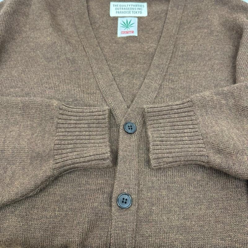 ワコマリア WACKO MARIA カーディガン 長袖 24SS HIGH TIMES ロゴ 刺繍 ニット カーディガン M 茶 / ブラウン / brown メンズ USED 古着 中古 50156872