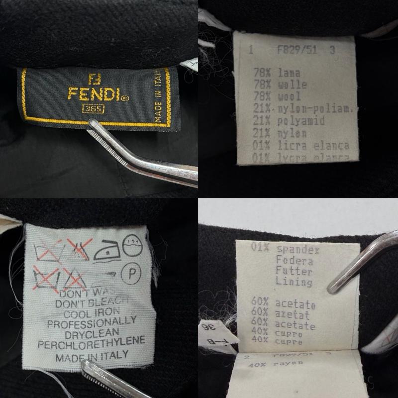 フェンディ FENDI スカート ミニスカート タイト ミニ スカート タック スリット イタリア製 ウール - 無地 黒 / ブラック / black レディース USED 古着 中古 50156879