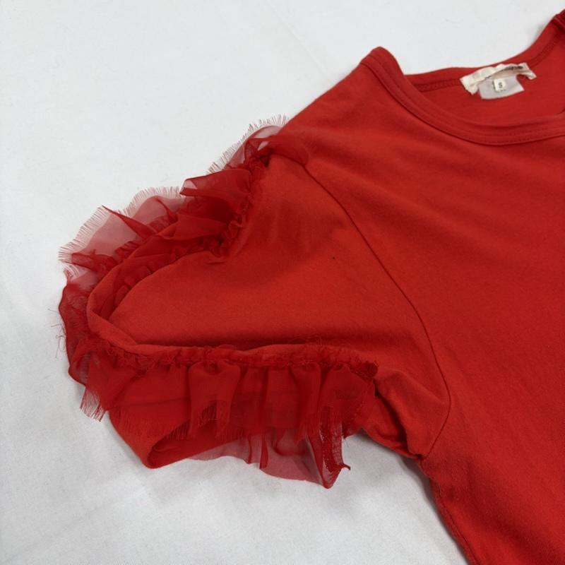 コムデギャルソン COMME des GARCONS Tシャツ 半袖 袖フリル 半袖 カットソー Tシャツ S 無地 赤 / レッド / red レディース USED 古着 中古 50156893