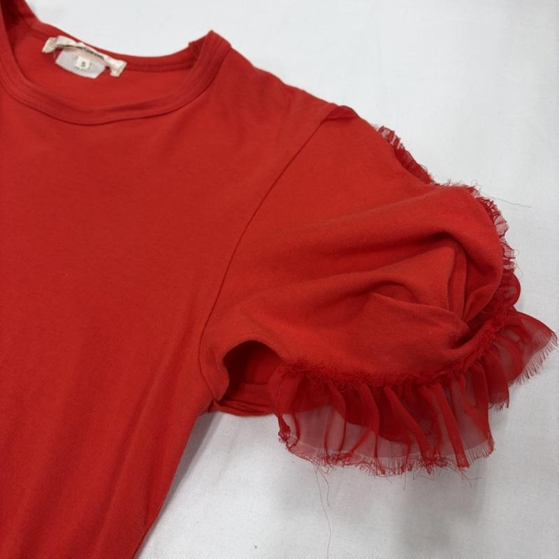 コムデギャルソン COMME des GARCONS Tシャツ 半袖 袖フリル 半袖 カットソー Tシャツ S 無地 赤 / レッド / red レディース USED 古着 中古 50156893
