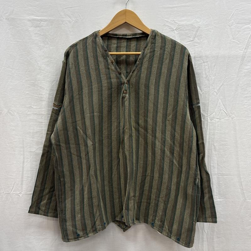 古着 USED トップス トップス MASH マッシュ ヘンプ コットン ストライプ セットアップ プルオーバー シャツ パンツ - ストライプ メンズ USED 古着 中古 50156901