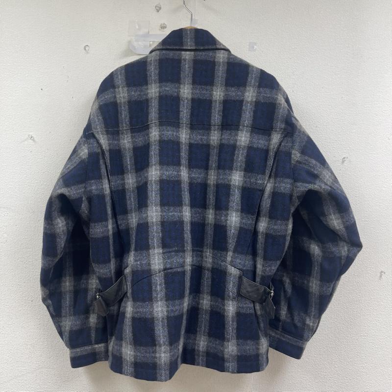 ゴールデンベア Golden Bear ジャケット、上着 ジャンパー、ブルゾン 80s USA製 ウール オンブレチェック ジャケット ベルト レザー M 紺 / ネイビー / navy メンズ USED 古着 中古 50156911