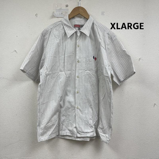 エクストララージ XLARGE シャツ、ブラウス 半袖 刺繍 ストライプ シャツ ビッグ シルエット 半袖 M 白 / ホワイト / white メンズ USED 古着 中古 50156917