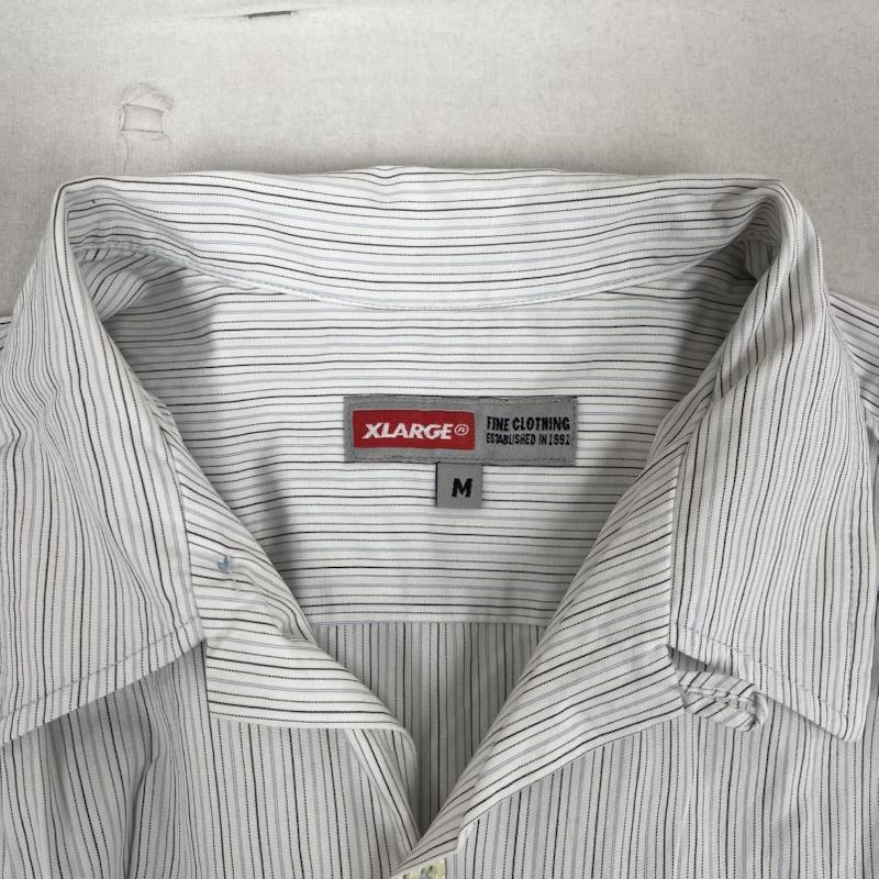 エクストララージ XLARGE シャツ、ブラウス 半袖 刺繍 ストライプ シャツ ビッグ シルエット 半袖 M 白 / ホワイト / white メンズ USED 古着 中古 50156917