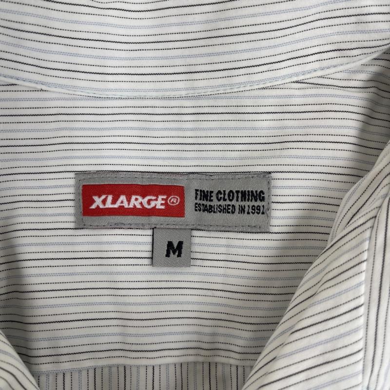エクストララージ XLARGE シャツ、ブラウス 半袖 刺繍 ストライプ シャツ ビッグ シルエット 半袖 M 白 / ホワイト / white メンズ USED 古着 中古 50156917
