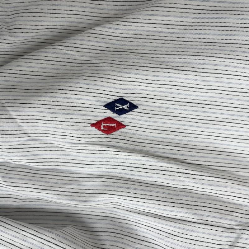 エクストララージ XLARGE シャツ、ブラウス 半袖 刺繍 ストライプ シャツ ビッグ シルエット 半袖 M 白 / ホワイト / white メンズ USED 古着 中古 50156917