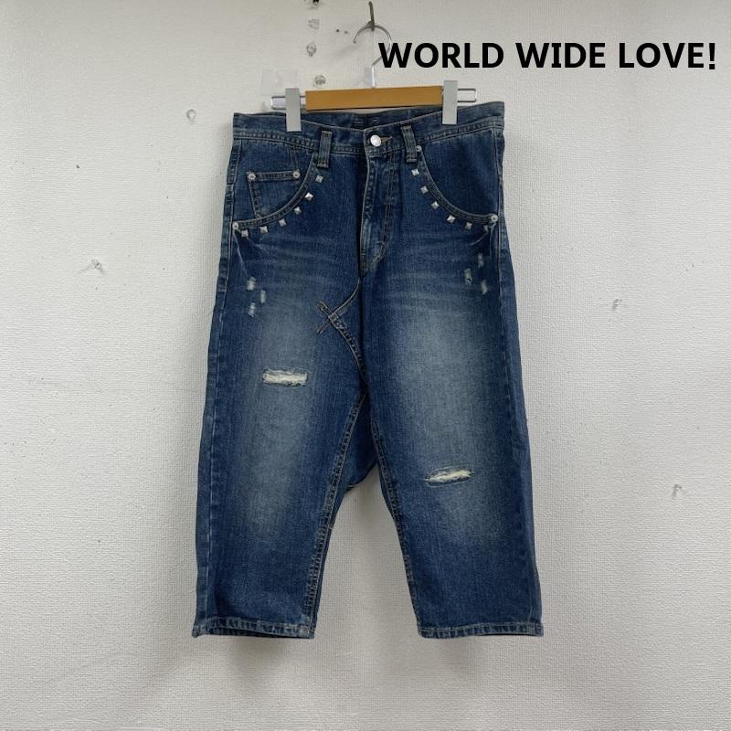 ワールドワイドラブ WORLD WIDE LOVE! パンツ サルエルパンツ サルエル スタッズ ダメージ加工 デニム パンツ 1 インディゴ / インディゴ / Indigo レディース USED 古着 中古 50156926