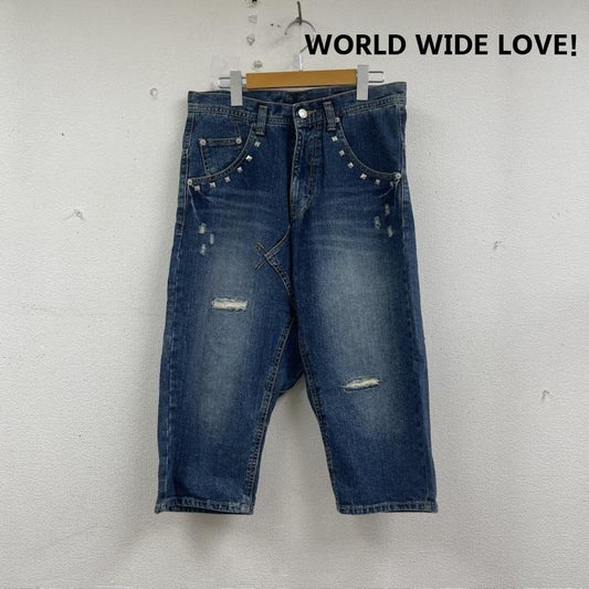 ワールドワイドラブ WORLD WIDE LOVE! パンツ サルエルパンツ サルエル スタッズ ダメージ加工 デニム パンツ 1 インディゴ / インディゴ / Indigo レディース USED 古着 中古 50156926