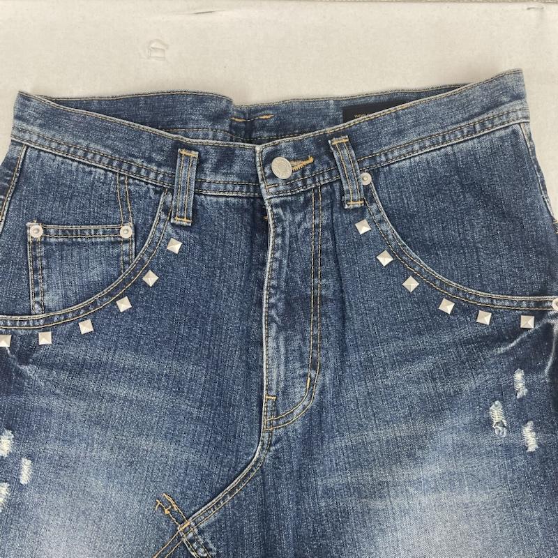 ワールドワイドラブ WORLD WIDE LOVE! パンツ サルエルパンツ サルエル スタッズ ダメージ加工 デニム パンツ 1 インディゴ / インディゴ / Indigo レディース USED 古着 中古 50156926