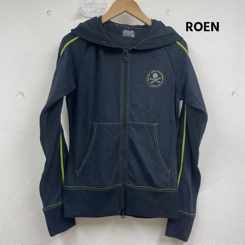 ロエン ROEN パーカー 長袖 スカル ドクロ 刺繍 蛍光 サイドライン パーカー S 黒 / ブラック / black メンズ USED 古着 中古 50156955