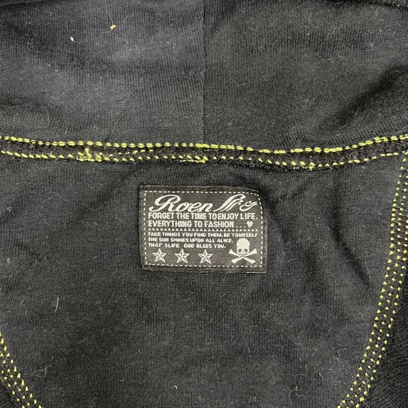 ロエン ROEN パーカー 長袖 スカル ドクロ 刺繍 蛍光 サイドライン パーカー S 黒 / ブラック / black メンズ USED 古着 中古 50156955