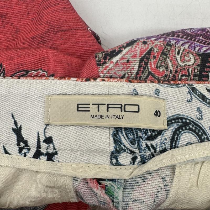 エトロ ETRO パンツ ワークパンツ、ペインターパンツ ペイズリー 総柄 スリム ストレッチ パンツ 40 白 / ホワイト / white X 紫 / パープル / purple レディース USED 古着 中古 50156978