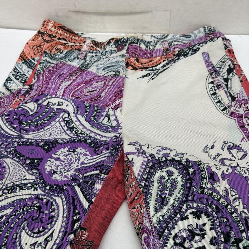 エトロ ETRO パンツ ワークパンツ、ペインターパンツ ペイズリー 総柄 スリム ストレッチ パンツ 40 白 / ホワイト / white X 紫 / パープル / purple レディース USED 古着 中古 50156978