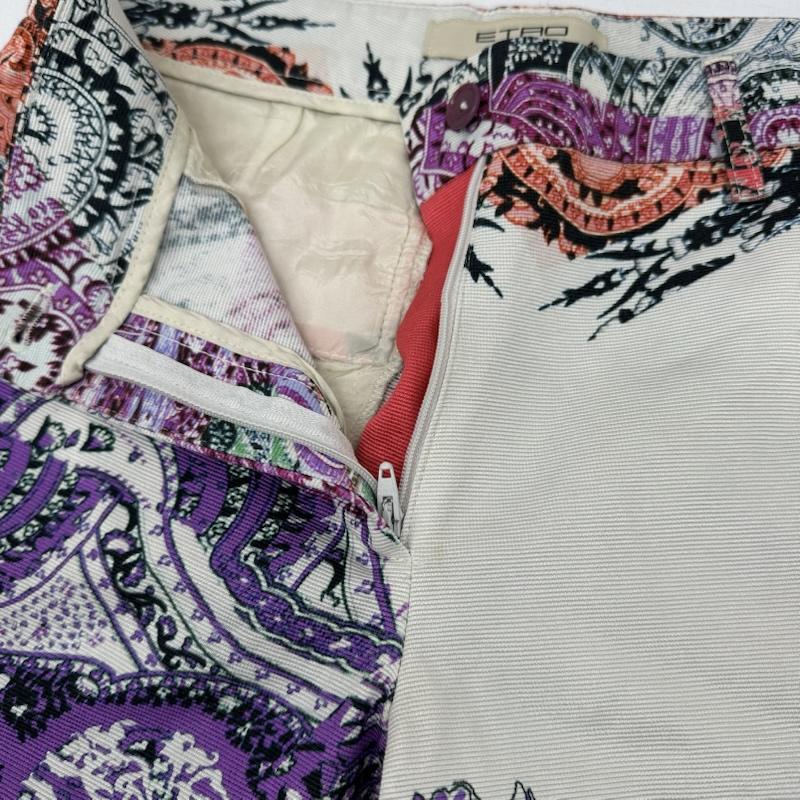 エトロ ETRO パンツ ワークパンツ、ペインターパンツ ペイズリー 総柄 スリム ストレッチ パンツ 40 白 / ホワイト / white X 紫 / パープル / purple レディース USED 古着 中古 50156978