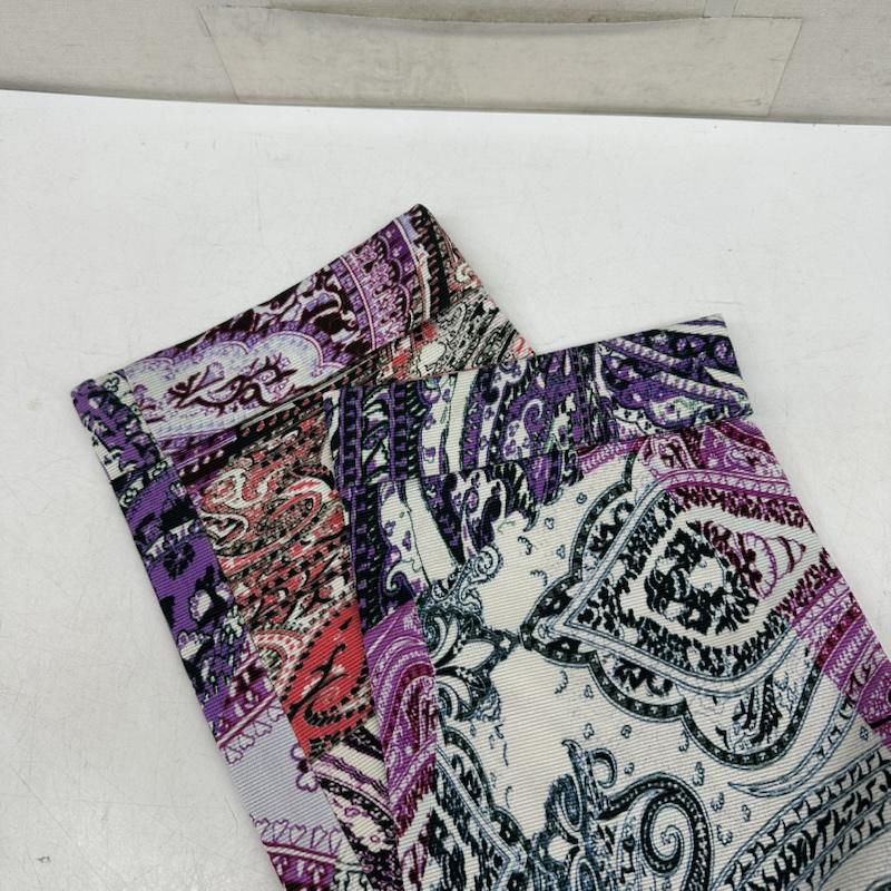 エトロ ETRO パンツ ワークパンツ、ペインターパンツ ペイズリー 総柄 スリム ストレッチ パンツ 40 白 / ホワイト / white X 紫 / パープル / purple レディース USED 古着 中古 50156978