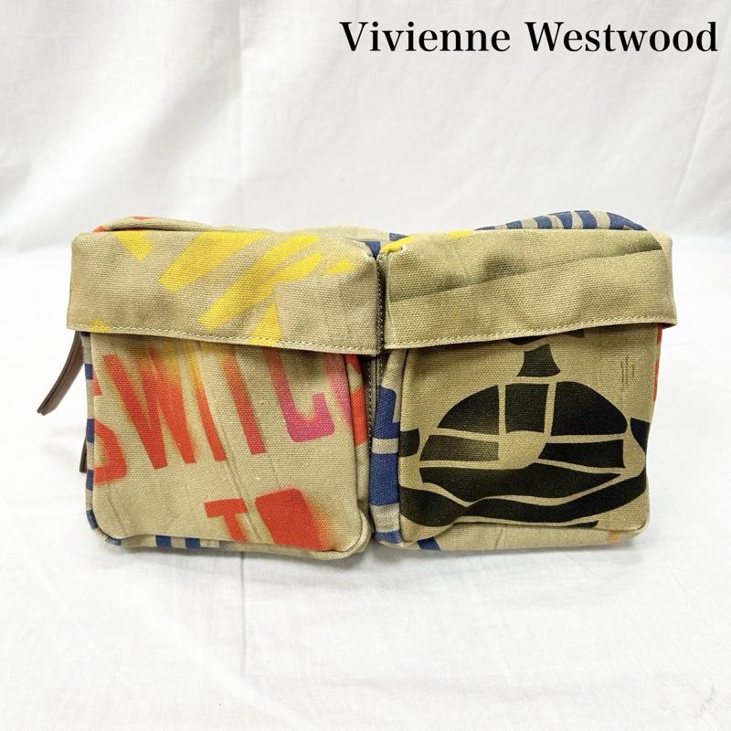 ヴィヴィアンウエストウッドマン Vivienne Westwood MAN ウエストバッグ ウエストバッグ マニュフェストプリント ウエストバッグ ボディーバッグ ウエストポーチ - プリント ベージュ / ベージュ / beige メンズ USED 古着 中古 50156995