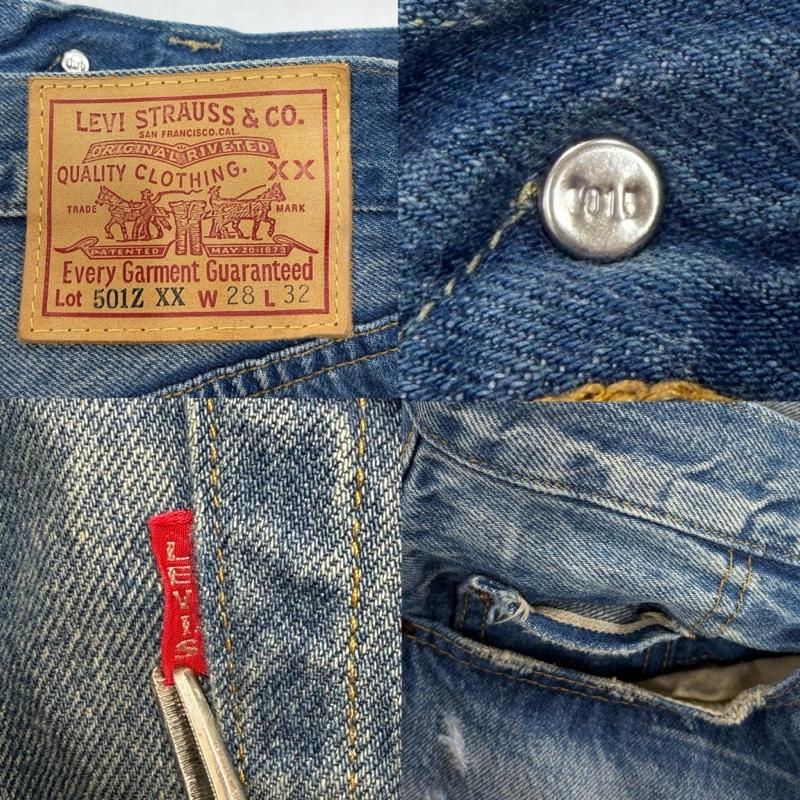リーバイス Levi s パンツ デニム、ジーンズ 501Z XX ストレートデニム 42 タロン TALON ジップ ジッパーフライ 赤耳 セルビッチ 日本製 刻印3015 BIG E 28インチ 無地 青 / ブルー / blue メンズ USED 古着 中古 50156998