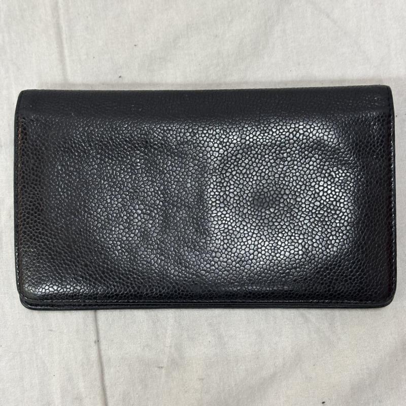 シャネル CHANEL 財布 長財布 長財布 二つ折り財布 キャビアスキン ココマーク シャネル スペイン製 ブラック - 黒 / ブラック / black レディース USED 古着 中古 50157010