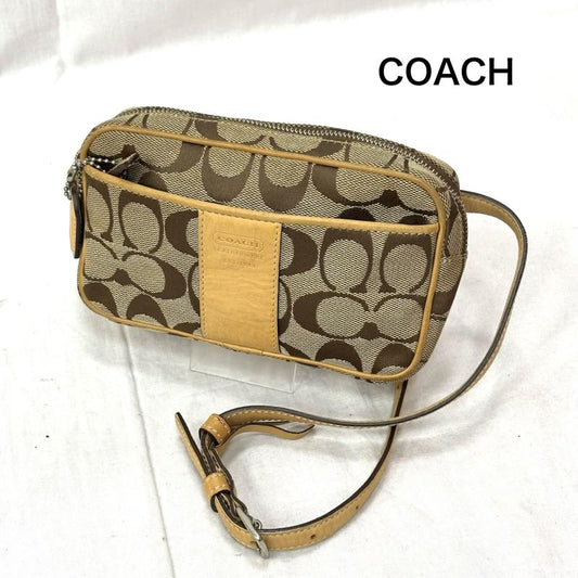 コーチ COACH ウエストバッグ ウエストバッグ ボディバッグ ウエストポーチ シグネチャー キャンバス キャメル ベージュ - ベージュ / ベージュ / beige X キャメル / キャメル / レディース USED 古着 中古 50157011