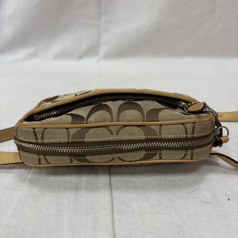 コーチ COACH ウエストバッグ ウエストバッグ ボディバッグ ウエストポーチ シグネチャー キャンバス キャメル ベージュ - ベージュ / ベージュ / beige X キャメル / キャメル / レディース USED 古着 中古 50157011