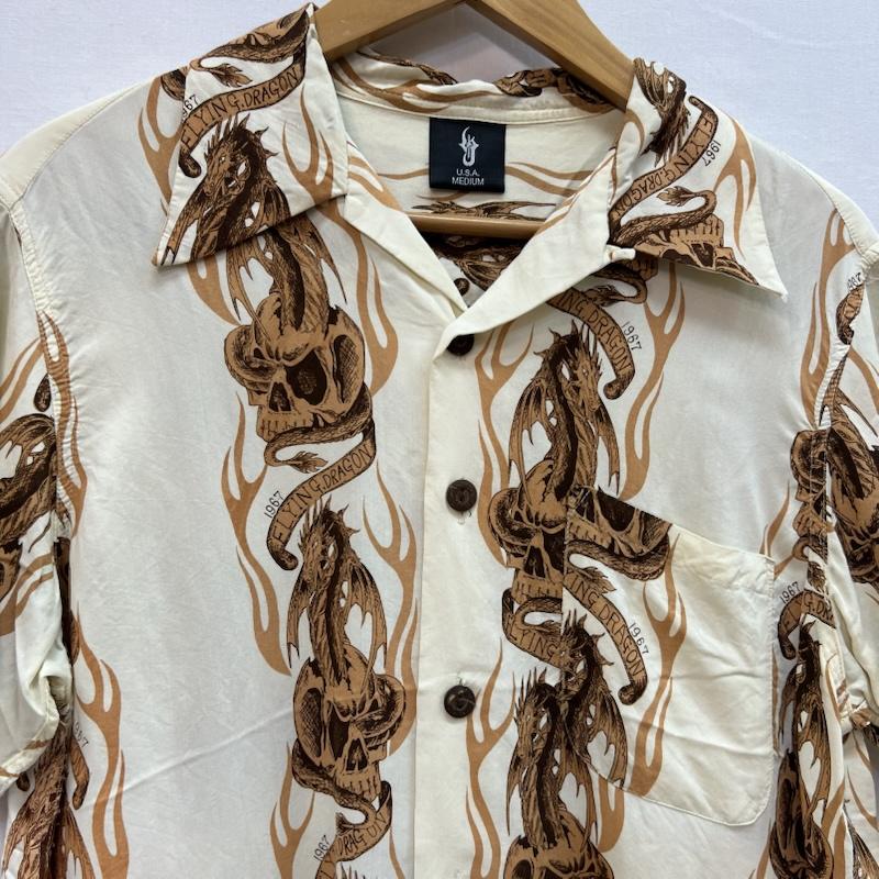 古着 USED シャツ、ブラウス 半袖 フライングドラゴン スカル レーヨン アロハシャツ M メンズ USED 古着 中古 50157030