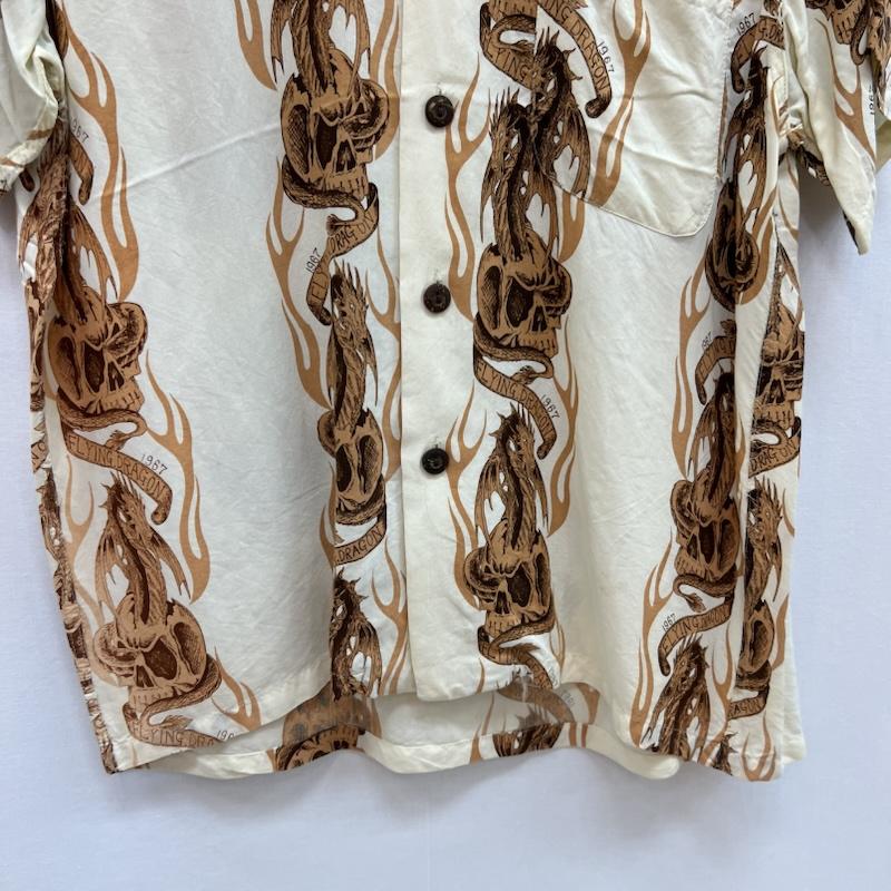 古着 USED シャツ、ブラウス 半袖 フライングドラゴン スカル レーヨン アロハシャツ M メンズ USED 古着 中古 50157030