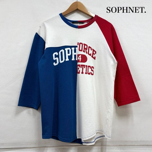 ソフネット SOPHNET. Tシャツ 七分袖 3/4 SLEEVE PLIT TEE クルーネック カットソー ロゴ プリント Tシャツ S ロゴ、文字 X プリント 白 / ホワイト / white X 赤 / レッド / red X 青 / ブルー / blue メンズ USED 古着 中古 50157058