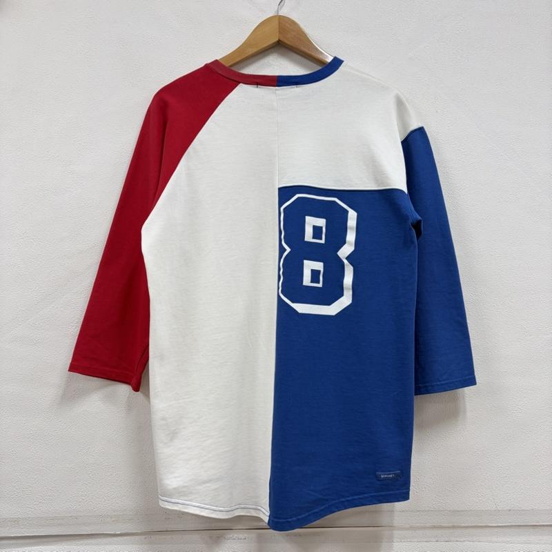 ソフネット SOPHNET. Tシャツ 七分袖 3/4 SLEEVE PLIT TEE クルーネック カットソー ロゴ プリント Tシャツ S ロゴ、文字 X プリント 白 / ホワイト / white X 赤 / レッド / red X 青 / ブルー / blue メンズ USED 古着 中古 50157058