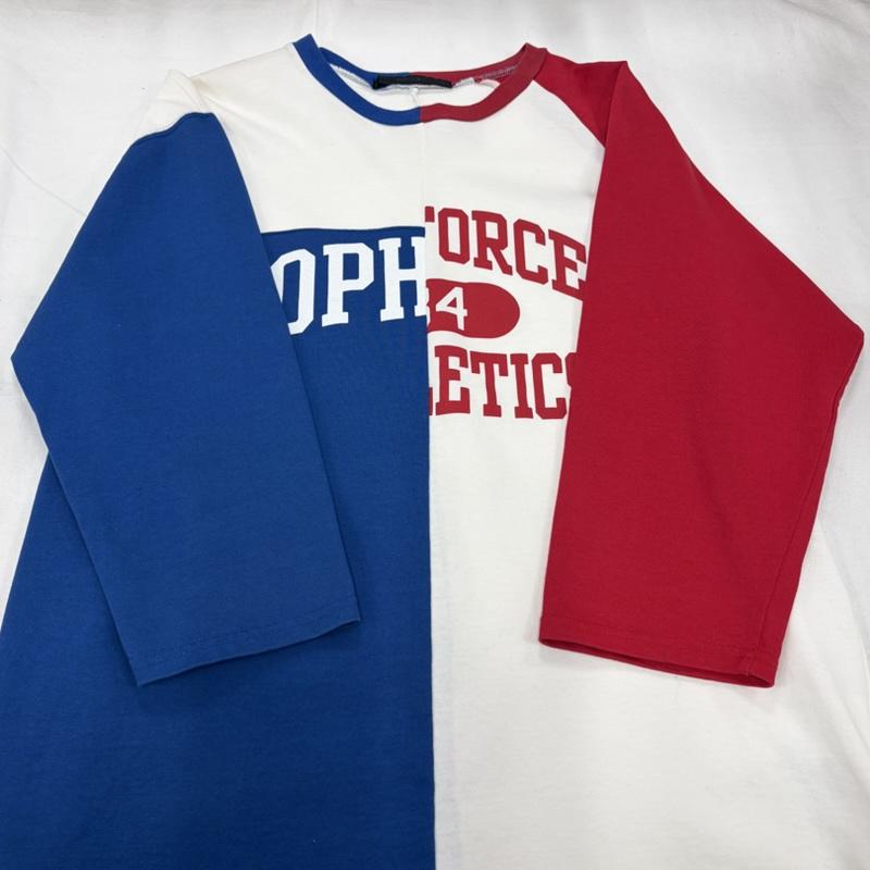 ソフネット SOPHNET. Tシャツ 七分袖 3/4 SLEEVE PLIT TEE クルーネック カットソー ロゴ プリント Tシャツ S ロゴ、文字 X プリント 白 / ホワイト / white X 赤 / レッド / red X 青 / ブルー / blue メンズ USED 古着 中古 50157058