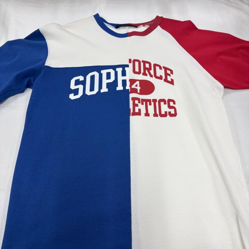 ソフネット SOPHNET. Tシャツ 七分袖 3/4 SLEEVE PLIT TEE クルーネック カットソー ロゴ プリント Tシャツ S ロゴ、文字 X プリント 白 / ホワイト / white X 赤 / レッド / red X 青 / ブルー / blue メンズ USED 古着 中古 50157058