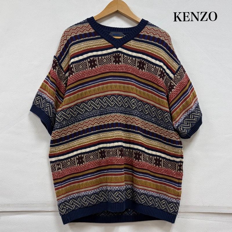 ケンゾー KENZO ニット、セーター 半袖 Vネック 薄手 半袖 ニット セーター 総柄 ネイティブ OLD オールド - 総柄 マルチカラー / マルチカラー / multicolor メンズ USED 古着 中古 50157062