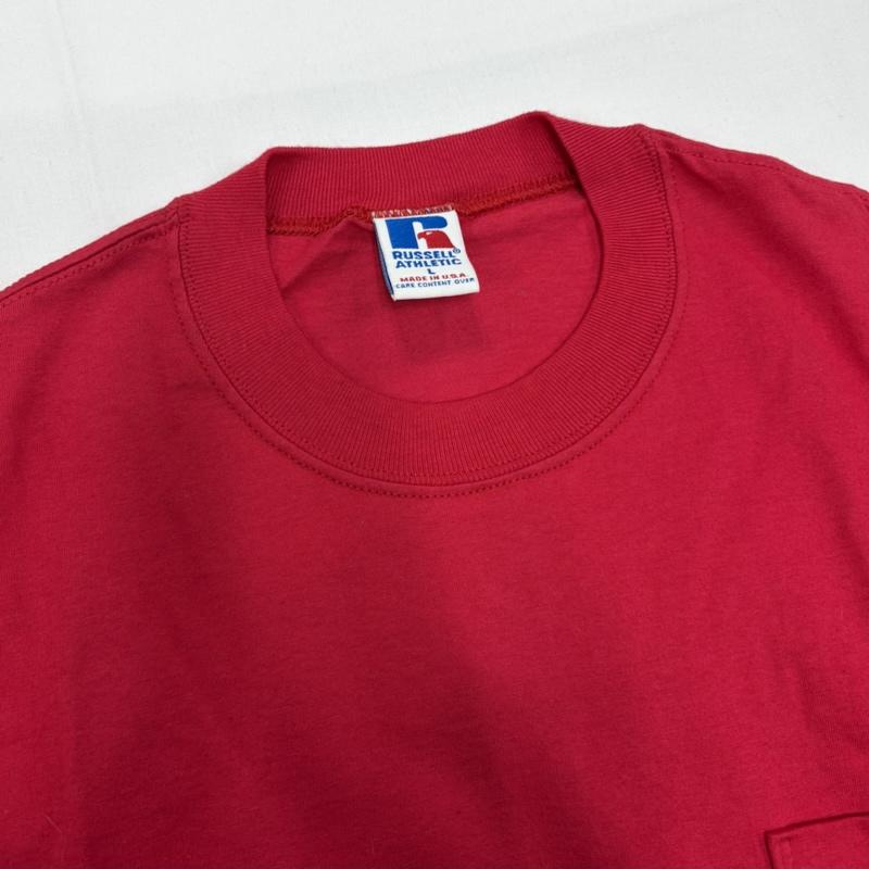 ラッセル RUSSELL Tシャツ 半袖 90 s クルーネック 半袖 無地 Tシャツ USA製 ポケット ハイコットン L 無地 赤 / レッド / red メンズ USED 古着 中古 50157064