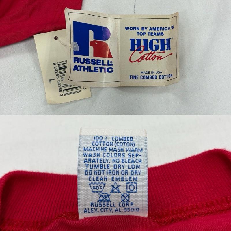 ラッセル RUSSELL Tシャツ 半袖 90 s クルーネック 半袖 無地 Tシャツ USA製 ポケット ハイコットン L 無地 赤 / レッド / red メンズ USED 古着 中古 50157064